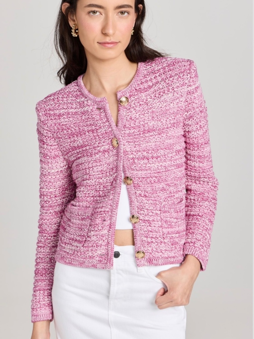 Ba&sh Guspa cropped cardigan in Rose